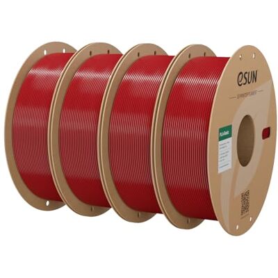 eSUN PLA Filamento 1,75 mm, PLA Basic Filamento de precisão dimensional +/- 0,05 mm, 1 kg por bobina, 4 bobinas de filamento, vermelho escuro eSUN PLA Filamento 1,75 mm, PLA Basic Filamento de precisão dimensional +/- 0,05 mm, 1 kg por bobina, 4 bobinas de filamento, vermelho escuro