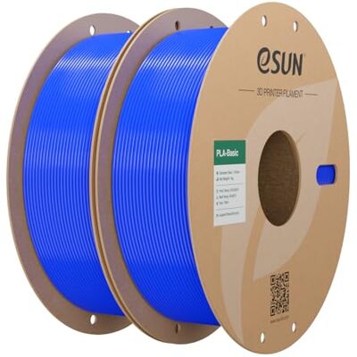 eSUN PLA Filamento 1,75mm, Filamento PLA Básico Precisão Dimensional +/- 0,05mm, 1KG por Carretel, 2 Carreis de Filamento, Azul+Azul eSUN PLA Filamento 1,75mm, Filamento PLA Básico Precisão Dimensional +/- 0,05mm, 1KG por Carretel, 2 Carreis de Filamento, Azul+Azul