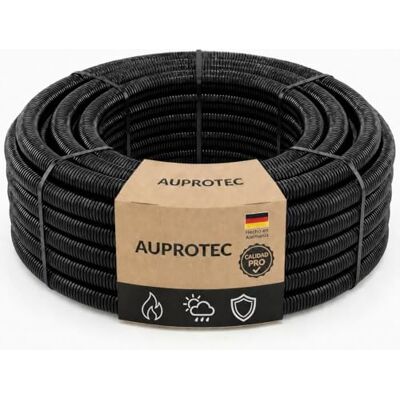 AUPROTEC Tubo ondulado sem ranhura 2 a 50 m/Conduto para cabos subterrâneos/resistente a raios UV/mangueira protetora de cabos preto diâmetro interior 4,5 mm, comprimento 25 m AUPROTEC Tubo ondulado sem ranhura 2 a 50 m/Conduto para cabos subterrâneos/resistente a raios UV/mangueira protetora de cabos preto diâmetro interior 4,5 mm, comprimento 25 m