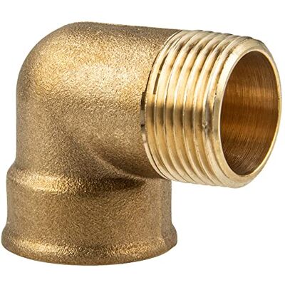 tecuro Ângulo de latão de 90°, rosca interior x exterior, 1 polegada, latão nu CW617N, de acordo com as normas de água potável 50930-6 tecuro Ângulo de latão de 90°, rosca interior x exterior, 1 polegada, latão nu CW617N, de acordo com as normas de água potável 50930-6