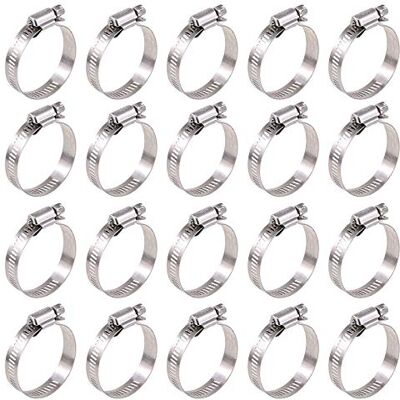 Glarks Conjunto de 20 braçadeiras de mangueira de engrenagem sem fim ajustáveis de aço inoxidável 304 de alcance de 27 51 mm, braçadeira de linha de combustível para tubo de água, canalização e Glarks Conjunto de 20 braçadeiras de mangueira de engrenagem sem fim ajustáveis de aço inoxidável 304 de alcance de 27 51 mm, braçadeira de linha de combustível para tubo de água, canalização e
