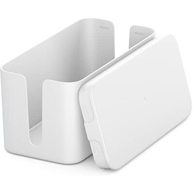deleyCON Caixa organizadora de cabos 23,5 cm x 11,5 cm x 11,5 cm plástico robusto 2 guias de cabos proteção e segurança branco deleyCON Caixa organizadora de cabos 23,5 cm x 11,5 cm x 11,5 cm plástico robusto 2 guias de cabos proteção e segurança branco