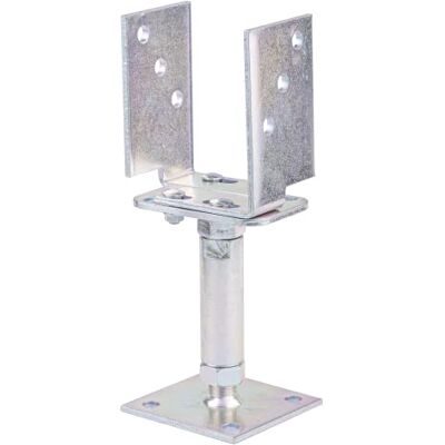 Alberts Base para postes em U, largura e altura ajustável e parafusar, galvanizado, passivo com camada grossa, largura 71-161 mm, altura 150-190 mm Alberts Base para postes em U, largura e altura ajustável e parafusar, galvanizado, passivo com camada grossa, largura 71-161 mm, altura 150-190 mm
