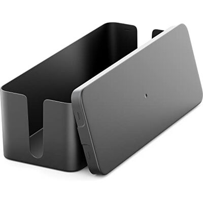 deleyCON Caixa para gerir caixa organizadora de cabos 40,5 cm x 15,3 cm x 13 cm plástico robusto 2 guias de cabos proteção e segurança preto deleyCON Caixa para gerir caixa organizadora de cabos 40,5 cm x 15,3 cm x 13 cm plástico robusto 2 guias de cabos proteção e segurança preto