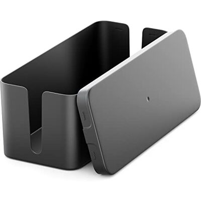 deleyCON Caixa para gerir caixa organizadora de cabos 32,7 cm x 13,5 cm x 12,5 cm plástico robusto 2 guias de cabos proteção e segurança preto deleyCON Caixa para gerir caixa organizadora de cabos 32,7 cm x 13,5 cm x 12,5 cm plástico robusto 2 guias de cabos proteção e segurança preto