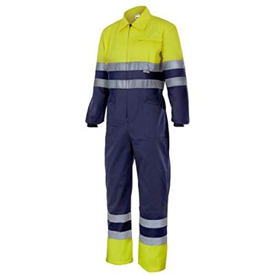 VELILLA Macacão bicolor de alta visibilidade, azul-marinho e amarelo fluorescente, tamanho M VELILLA Macacão bicolor de alta visibilidade, azul-marinho e amarelo fluorescente, tamanho M