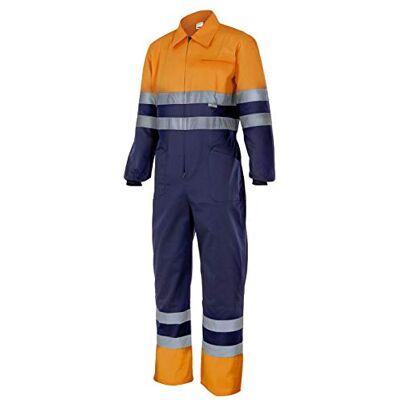VELILLA Macacão bicolor de alta visibilidade, azul-marinho e laranja fluorescente, tamanho L VELILLA Macacão bicolor de alta visibilidade, azul-marinho e laranja fluorescente, tamanho L