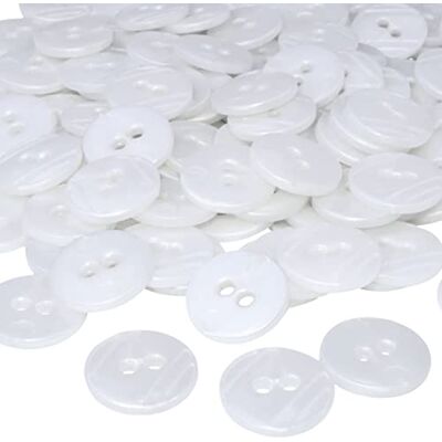 AERZETIX Conjunto de 100 botões redondos Ø 15 x 2,2 mm 24 L L24 com 2 orifícios cor branca nacarada em plástico diâmetro de abertura 2 mm merceria/costura/artesanato/moda/bordado AERZETIX Conjunto de 100 botões redondos Ø 15 x 2,2 mm 24 L L24 com 2 orifícios cor branca nacarada em plástico diâmetro de abertura 2 mm merceria/costura/artesanato/moda/bordado