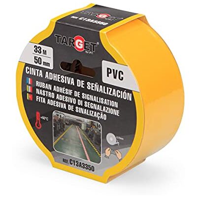 TARGET C13A3350 Fita de sinalização autocolante 33 metros x 50 mm pisos, aviso segurança marcação amarelo TARGET C13A3350 Fita de sinalização autocolante 33 metros x 50 mm pisos, aviso segurança marcação amarelo