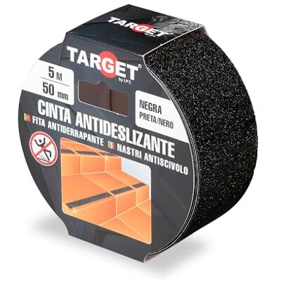 TARGET Fita Adesiva Antiderrapante, Segurança para Escadas e Rampas Para interior e exterior, Antiqueda (PRETO, 5 M X 50 mm) TARGET Fita Adesiva Antiderrapante, Segurança para Escadas e Rampas Para interior e exterior, Antiqueda (PRETO, 5 M X 50 mm)