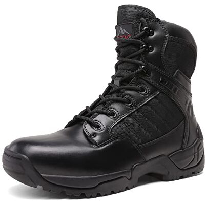 NORTIV 8 Botas de trabalho táticas militares para homem com fecho lateral botas de combate de motocicleta Desert, Preto, 46 UE NORTIV 8 Botas de trabalho táticas militares para homem com fecho lateral botas de combate de motocicleta Desert, Preto, 46 UE