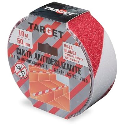 TARGET Fita antiderrapante adesiva, segurança escadas rampas para interior e exterior, anti-queda (vermelho e branco, 10 M x 50 mm) TARGET Fita antiderrapante adesiva, segurança escadas rampas para interior e exterior, anti-queda (vermelho e branco, 10 M x 50 mm)