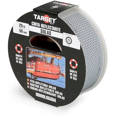 TARGET CRB2550B Fita refletora única 25 metros x 50 milímetros barcos embarcações segurança marítima autocolante sinalização alta visibilidade marca TARGET CRB2550B Fita refletora única 25 metros x 50 milímetros barcos embarcações segurança marítima autocolante sinalização alta visibilidade marca
