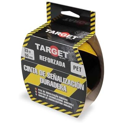TARGET Fita de sinalização adesiva reforçada Para marcação de solos e objetos de forma duradoura, aviso de segurança (amarelo e preto) TARGET Fita de sinalização adesiva reforçada Para marcação de solos e objetos de forma duradoura, aviso de segurança (amarelo e preto)