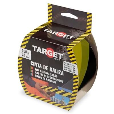 TARGET Fita de baliza 200 M x 70 mm Marcação, não adesiva, marcação, sinalização, cordonamento (amarelo e preto) TARGET Fita de baliza 200 M x 70 mm Marcação, não adesiva, marcação, sinalização, cordonamento (amarelo e preto)