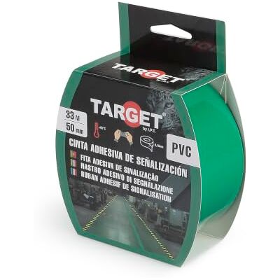 TARGET Fita de sinalização autocolante Para marcação de pisos e objetos, aviso de segurança (verde, 33 M x 50 mm) TARGET Fita de sinalização autocolante Para marcação de pisos e objetos, aviso de segurança (verde, 33 M x 50 mm)
