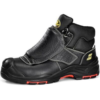 SAFETOE Botas de soldagem para homem, ponta composta, botas de segurança com proteção metatarsiana, resistentes ao fogo, botas de soldagem resistentes ao calor 300 °C, botas de trabalho para SAFETOE Botas de soldagem para homem, ponta composta, botas de segurança com proteção metatarsiana, resistentes ao fogo, botas de soldagem resistentes ao calor 300 °C, botas de trabalho para