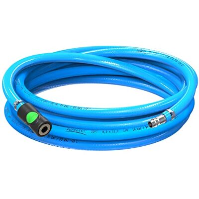 AUPROTEC Conjunto de mangueira de ar comprimido Ø 6 mm interior 5 m, mangueira de PVC com acoplamento de segurança Prevost S1 para compressores de ar, mangueira de compressor altamente AUPROTEC Conjunto de mangueira de ar comprimido Ø 6 mm interior 5 m, mangueira de PVC com acoplamento de segurança Prevost S1 para compressores de ar, mangueira de compressor altamente