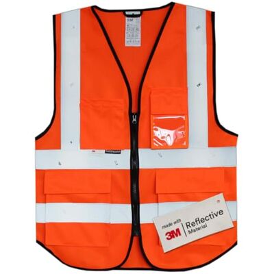 Salzmann Colete de segurança multifunções, 14 cores e 5 tamanhos, feito com fita refletora 3M, Laranja (padrão), 4XL Salzmann Colete de segurança multifunções, 14 cores e 5 tamanhos, feito com fita refletora 3M, Laranja (padrão), 4XL