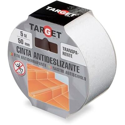 TARGET Fita Adesiva Antideslizante, Segurança para Escadas e Rampas Para interior e exterior, Anti queda (TRANSPARENTE, 5 M X 50 mm) TARGET Fita Adesiva Antideslizante, Segurança para Escadas e Rampas Para interior e exterior, Anti queda (TRANSPARENTE, 5 M X 50 mm)