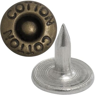 AERZETIX Conjunto de 50 rebites de botões planos fagor 9,5 mm de comprimento 9 mm, "COTTON", em metal, cor ferrugem, para couro, tecido de ganga, roupa de couro têxtil AERZETIX Conjunto de 50 rebites de botões planos fagor 9,5 mm de comprimento 9 mm, "COTTON", em metal, cor ferrugem, para couro, tecido de ganga, roupa de couro têxtil