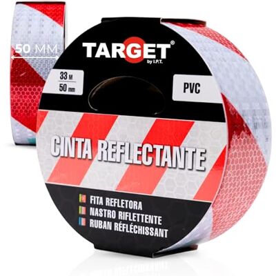 TARGET Fita Refletiva Adesiva, Aviso Sinalização Marcação Alta Visibilidade Perigo Segurança (VERMELHO e BRANCO, 33 M X 50 mm) TARGET Fita Refletiva Adesiva, Aviso Sinalização Marcação Alta Visibilidade Perigo Segurança (VERMELHO e BRANCO, 33 M X 50 mm)