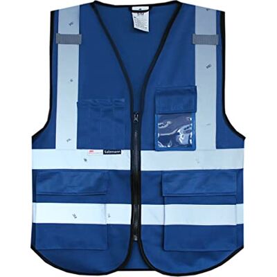 Salzmann Colete de Segurança Multibolsos 14 Cores e 5 Tamanhos Feito com fita refletiva 3M Salzmann Colete de Segurança Multibolsos 14 Cores e 5 Tamanhos Feito com fita refletiva 3M