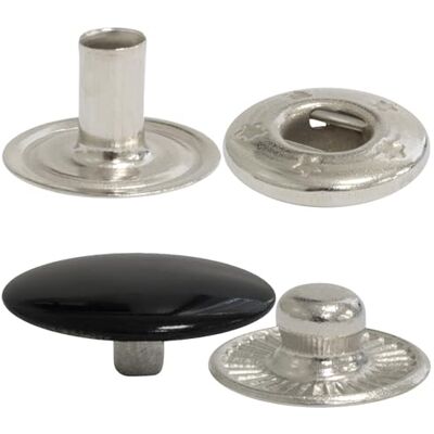 AERZETIX Conjunto de 10 botões de pressão de mola Ø 15 mm em 4 peças metálicas cor preta bolsa calças de ganga carteiras de couro artesanato AERZETIX Conjunto de 10 botões de pressão de mola Ø 15 mm em 4 peças metálicas cor preta bolsa calças de ganga carteiras de couro artesanato