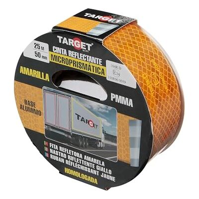 TARGET Fita refletora homologada para camiões certificação padrão EC 104R V23 Marcação e sinalização (base de alumínio, amarelo) TARGET Fita refletora homologada para camiões certificação padrão EC 104R V23 Marcação e sinalização (base de alumínio, amarelo)
