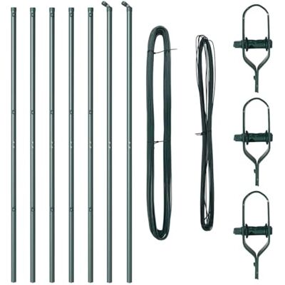 Conjunto de Pilares de Cerca vidaXL - 7 Pilares de Aço Verde para Grandes Jardins Conjunto de Pilares de Cerca vidaXL - 7 Pilares de Aço Verde para Grandes Jardins