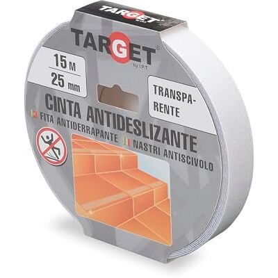 TARGET Fita antiderrapante adesiva, segurança, escadas, rampas para interior e exterior, anti-queda (transparente, 15 M x 25 mm) TARGET Fita antiderrapante adesiva, segurança, escadas, rampas para interior e exterior, anti-queda (transparente, 15 M x 25 mm)