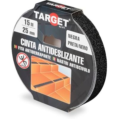 TARGET Fita Adesiva Antiderrapante, Segurança para Escadas e Rampas Para interior e exterior, Anti queda (PRETO, 15 M X 25 mm) TARGET Fita Adesiva Antiderrapante, Segurança para Escadas e Rampas Para interior e exterior, Anti queda (PRETO, 15 M X 25 mm)