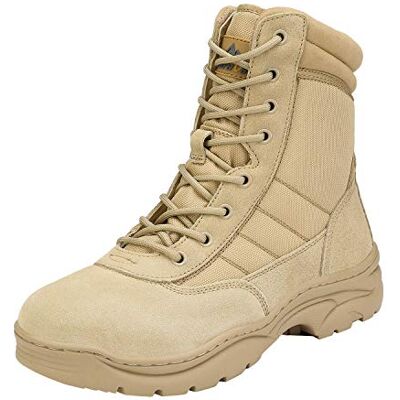 NORTIV 8 Botas de trabalho táticas militares para homem com fecho lateral botas de combate de motocicleta de forma ampla, Areia, 44,5 UE NORTIV 8 Botas de trabalho táticas militares para homem com fecho lateral botas de combate de motocicleta de forma ampla, Areia, 44,5 UE