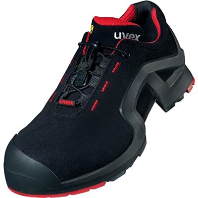 Uvex 1 X-tended Sapatos profissionais de segurança S3 SRC sapatilhas desportivas de trabalho, ponta anti-esmagamento de composto preto vermelho Uvex 1 X-tended Sapatos profissionais de segurança S3 SRC sapatilhas desportivas de trabalho, ponta anti-esmagamento de composto preto vermelho