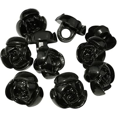 AERZETIX Conjunto de 10 botões de costura em forma de flor 10 x 11 x 8 mm cor preta abertura 3 mm em plástico merceria/fabrico de roupa à mão/costura AERZETIX Conjunto de 10 botões de costura em forma de flor 10 x 11 x 8 mm cor preta abertura 3 mm em plástico merceria/fabrico de roupa à mão/costura