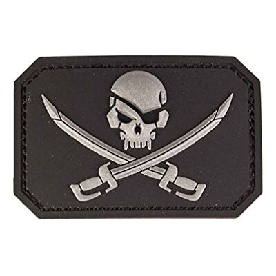 Mil-Tec Emblema 3D com design de caveira, PVC, com velcro, preto Mil-Tec Emblema 3D com design de caveira, PVC, com velcro, preto