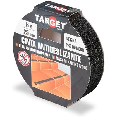 TARGET Fita Adesiva Antideslizante, Segurança para Escadas e Rampas Para interior e exterior, Anti queda (PRETO, 5 M x 25 mm) TARGET Fita Adesiva Antideslizante, Segurança para Escadas e Rampas Para interior e exterior, Anti queda (PRETO, 5 M x 25 mm)