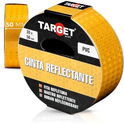 TARGET Fita refletora adesiva, aviso de sinalização marcação alta visibilidade perigo segurança (amarelo, 33 M x 50 mm) TARGET Fita refletora adesiva, aviso de sinalização marcação alta visibilidade perigo segurança (amarelo, 33 M x 50 mm)