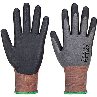 Portwest Luva de nitrilo micro esponjoso CT MR, cor: Cinzento/preto, tamanho: M, CT32G8RM Portwest Luva de nitrilo micro esponjoso CT MR, cor: Cinzento/preto, tamanho: M, CT32G8RM