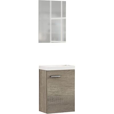 Baikal Móveis de casa de banho lavatório e espelho, de uma porta, ideal para casas de banho ou pequenas, Melamina 16, Nebraska, cm Baikal Móveis de casa de banho lavatório e espelho, de uma porta, ideal para casas de banho ou pequenas, Melamina 16, Nebraska, cm