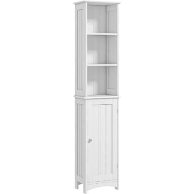 kleankin Armário alto da casa de banho com 3 compartimentos 34 x 23 x 165 Coluna auxiliar de casa de banho, armazenamento, porta, prateleiras ajustáveis, para duche casa de banho quarto kleankin Armário alto da casa de banho com 3 compartimentos 34 x 23 x 165 Coluna auxiliar de casa de banho, armazenamento, porta, prateleiras ajustáveis, para duche casa de banho quarto
