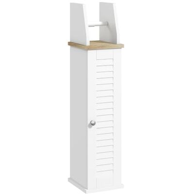 Armário de Casa de Banho Kleankin - Branco, 18x20x80 cm, com Suporte de Papel Higiénico e Prateleira Ajustável Armário de Casa de Banho Kleankin - Branco, 18x20x80 cm, com Suporte de Papel Higiénico e Prateleira Ajustável
