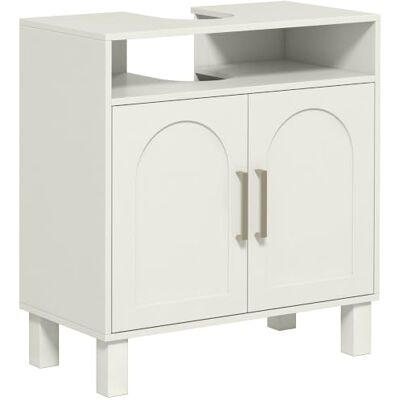 HOMCOM Móvel baixo lavatório com prateleira ajustável 60 x 30 x 63 cm Armário de casa de banho, para lavatório sem pedestal HOMCOM Móvel baixo lavatório com prateleira ajustável 60 x 30 x 63 cm Armário de casa de banho, para lavatório sem pedestal