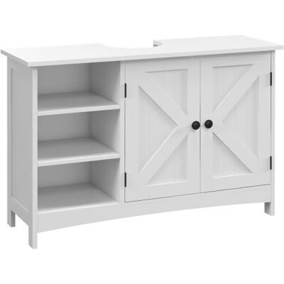 kleankin Móvel para Debaixo do Lavatório, Armário para Casa de Banho sob Lavatório, Moderno com Prateleiras Ajustáveis, 2 Portas e Anti-tomba, 90 x 30 x 60 cm, Branco Armario para Baño, Moderno, Estantes Ajustables, 2 Puertas, Antivuelco kleankin Móvel para Debaixo do Lavatório, Armário para Casa de Banho sob Lavatório, Moderno com Prateleiras Ajustáveis, 2 Portas e Anti-tomba, 90 x 30 x 60 cm, Branco Armario para Baño, Moderno, Estantes Ajustables, 2 Puertas, Antivuelco