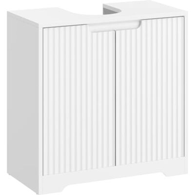 HOMCOM Móvel baixo lavatório com portas de fecho suave, 60 x 30 x 60 cm Design canelado, 2 prateleiras, armário de casa de banho, para lavatório com ou sem pedestal HOMCOM Móvel baixo lavatório com portas de fecho suave, 60 x 30 x 60 cm Design canelado, 2 prateleiras, armário de casa de banho, para lavatório com ou sem pedestal