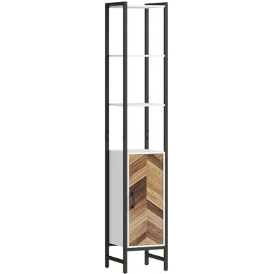 Armário alto para banheiro Homcom com 3 prateleiras - Design compacto e inteligente Armário alto para banheiro Homcom com 3 prateleiras - Design compacto e inteligente