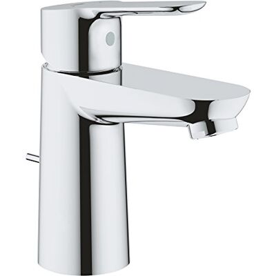 Grohe Bau Edge torneira de lavatório com barra de tração, esvaziador automático, sistema de economia de água, prata, S Grohe Bau Edge torneira de lavatório com barra de tração, esvaziador automático, sistema de economia de água, prata, S