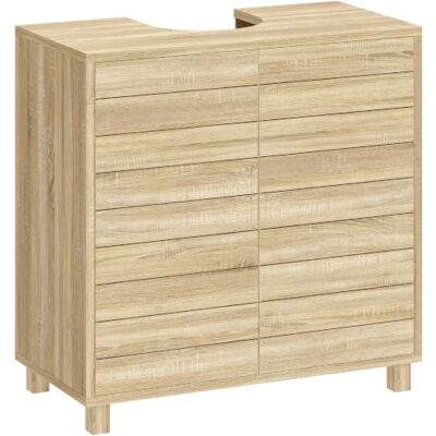 HOMCOM Móvel baixo lavatório com prateleira ajustável, 60 x 30 x 60 cm Móveis de casa de banho, prateleira ajustável, portas de ripas, abertura por pressão, para lavatório com pedestal ou parede HOMCOM Móvel baixo lavatório com prateleira ajustável, 60 x 30 x 60 cm Móveis de casa de banho, prateleira ajustável, portas de ripas, abertura por pressão, para lavatório com pedestal ou parede