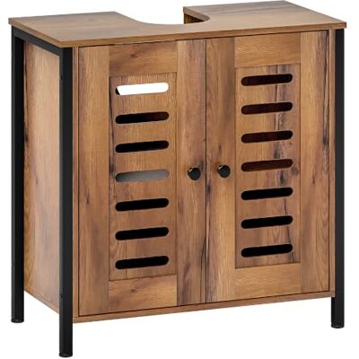 HOMCOM Móveis de lavatório baixo industrial 2 portas, 60 x 30 x 60 cm Design de lama, fecho magnético, prateleira ajustável, para lavatórios sem pedestal, armário de casa de banho HOMCOM Móveis de lavatório baixo industrial 2 portas, 60 x 30 x 60 cm Design de lama, fecho magnético, prateleira ajustável, para lavatórios sem pedestal, armário de casa de banho