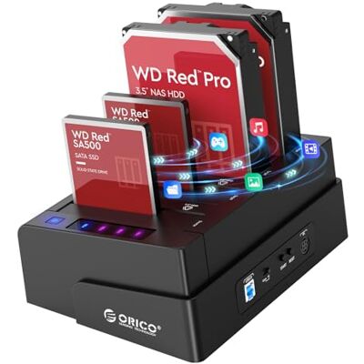 ORICO Bases de ligação para 4 Discos Rígidos, USB 3.0 para SATA Base de Disco Duro de Cópia Fora de Linha Estação de Ligação para HDD SSD de 2.5 e 3.5 Polegadas, Suporta 4x16TB (6648US3-C) ORICO Bases de ligação para 4 Discos Rígidos, USB 3.0 para SATA Base de Disco Duro de Cópia Fora de Linha Estação de Ligação para HDD SSD de 2.5 e 3.5 Polegadas, Suporta 4x16TB (6648US3-C)